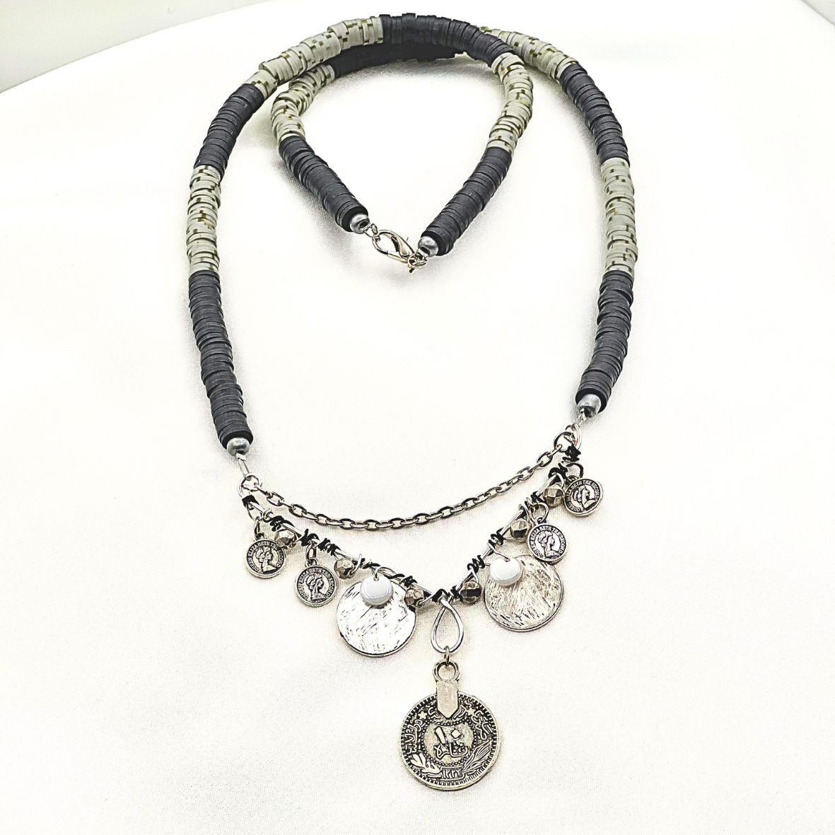 Bohemian Coin Heishi Necklace